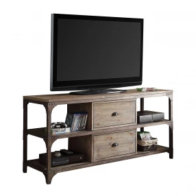 60" Wood Brown Open Shelving TV Stand