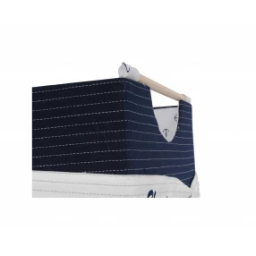 12" X 12.5" X 9.5" White Blue Foldable Fabric  Basket Set Of 3