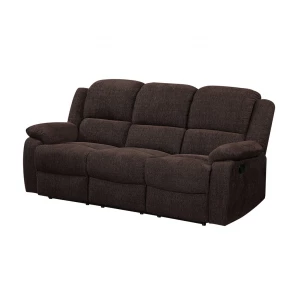 79" Brown Chenille Reclining Sofa With Black Legs