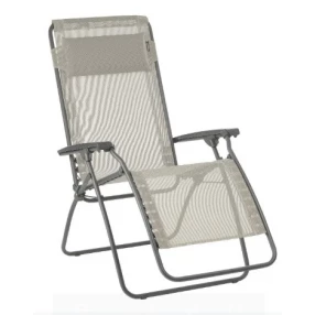 27" Beige and Gray Metal Zero Gravity Chair