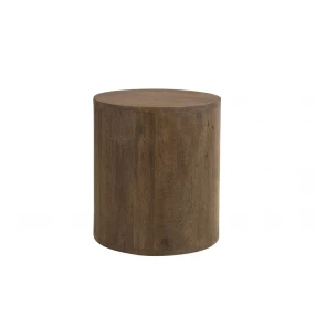 18" Wood Brown And Brown Wood Solid Wood Round End Table