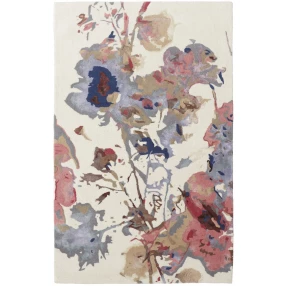 wool floral tufted handmade area rug with leaf and twig patterns in creative arts style