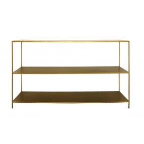 60" Brass Iron Floor Shelf Console Table With Storage