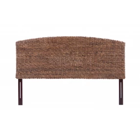 woven banana leaf curved queen headboard in natural color