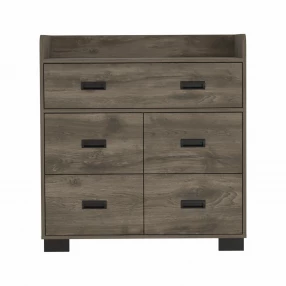 33" Dark Brown Manufactured Wood Five Drawer Dresser