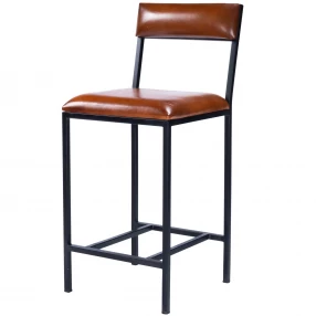 27" Brown And Black Iron Bar Chair
