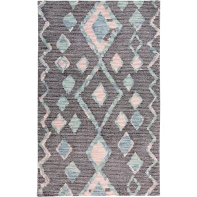 wool geometric tufted handmade area rug with aqua pattern and plaid design