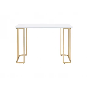 48" White and Gold Writing Desk