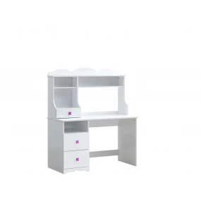 47" White Wood Writing Desk With Two Drawers