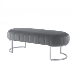 53" Gray Upholstered Velvet Bench