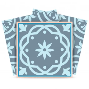 7" X 7" Baby Blue And Peach Mosaic Peel And Stick Removable Tiles