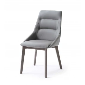 Set Of 2 Grey Faux Leather Dining Chairs