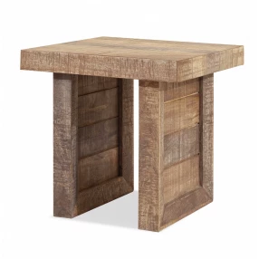 20" Brown Solid Wood End Table