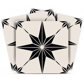 7" x 7" Black and White Mono Cross Peel and Stick Tiles