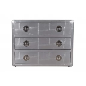 42" Silver Aluminum Three Drawer Dresser