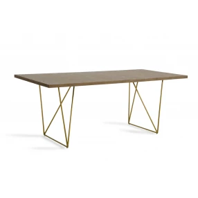 30" Tobacco Veneer  Mdf  And Antique Brass Dining Table
