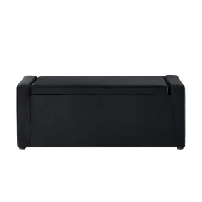 47" Black Upholstered Velvet Bench with Flip top, Shoe Storage