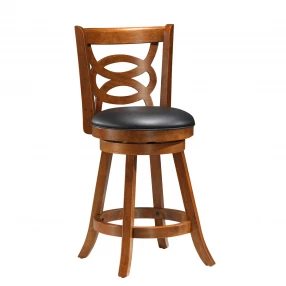 Set of Two 24 " Black And Brown Solid Wood Bar Chairs