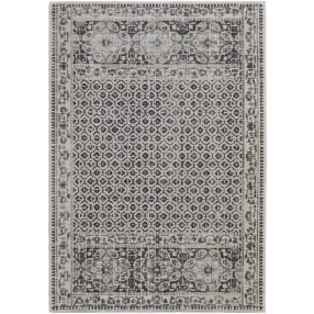 gray abstract stain resistant area rug with rectangle pattern and symmetrical design