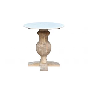 26" Brown Marble Round End Table
