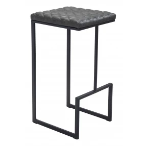 30" Gray And Black Steel Backless Bar Height Bar Chair