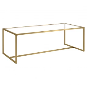 47" Gold Glass And Steel Coffee Table