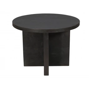 48" Dark Gray Rounded Solid Wood Dining Table