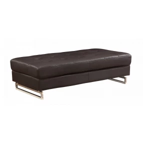 63" Brown Faux Leather And Gold Ottoman
