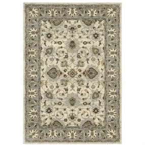 power loom stain resistant area rug with beige pattern and rectangle shape