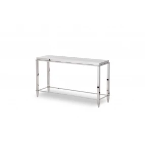 34" Stainless Steel And Glass Console Table