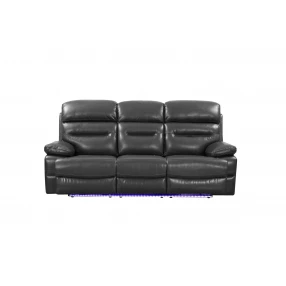 89" Gray And Black Faux Leather USB Sofa