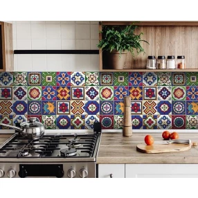4" x 4" Mediterra Celestial Mosaic Peel and Stick Removable Tiles