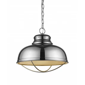 Ansen 1-Light Polished Nickel Pendant With Gloss White Interior Shade