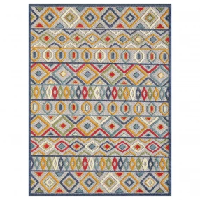 stain resistant indoor outdoor area rug with rectangle pattern and symmetrical motif