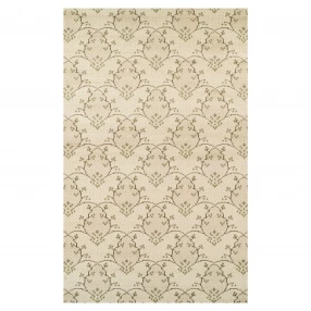 8' X 10' Beige Green And Brown Floral Vines Stain Resistant Area Rug