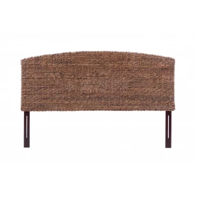 Brown Natural and Rustic Woven Banana Leaf Curved King Size Headboard