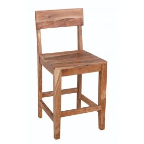 18" Wood Brown Solid Wood Counter Height Bar Chair