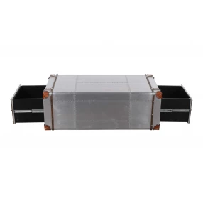 48" Silver Aluminum Rectangular Storage Coffee Table
