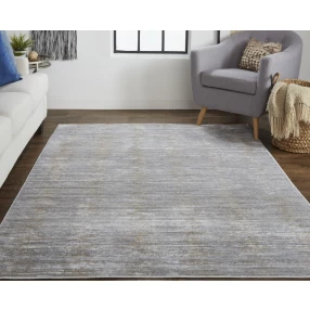 4' X 6' Taupe Silver And Tan Abstract Power Loom Area Rug