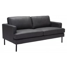 72" Gray And Black Polyester Sofa