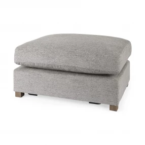 26" Gray Polyester And Brown Cocktail Ottoman