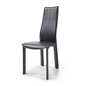 Set Of 4 Modern Dining Black Faux Leather Dining Chairs