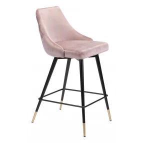26" Pink And Black Steel Low Back Counter Height Bar Chair
