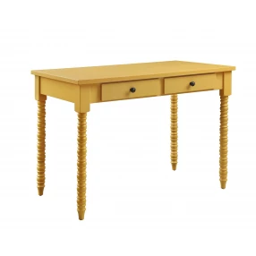 42" Yellow Writing Desk With Two Drawers