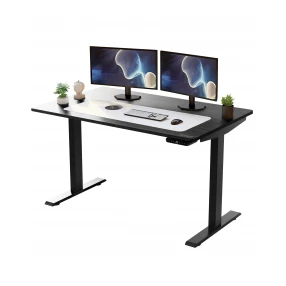 Black on Black 45" Bamboo Dual Motor Electric Office Adjustable Computer Desk