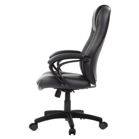 Black Adjustable Swivel Faux Leather Rolling Office Chair