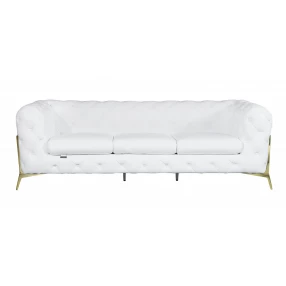 93" White And Silver Italian Leather Sofa