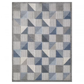 stain resistant indoor outdoor area rug in grey and beige rectangular design