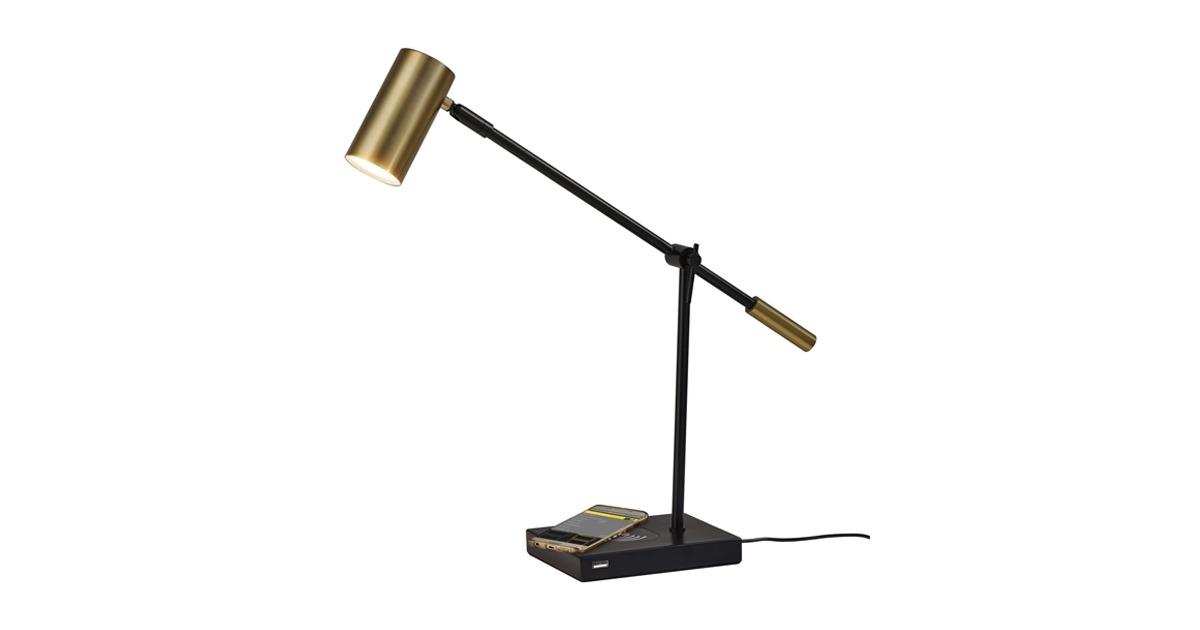 Tech Savvy Black Metal Led Charging Desk Lamp